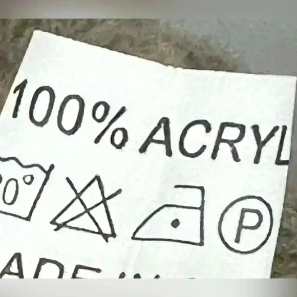 No brand acrylic knit poncho with fringe. A gray/green color - Picture 3 of 3